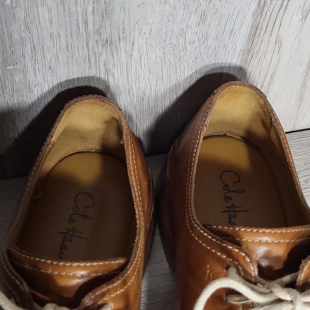 Cole Haan Mens 8 1/2M Oxford Leather Dress Shoes Brown Lace Up CO5324‎